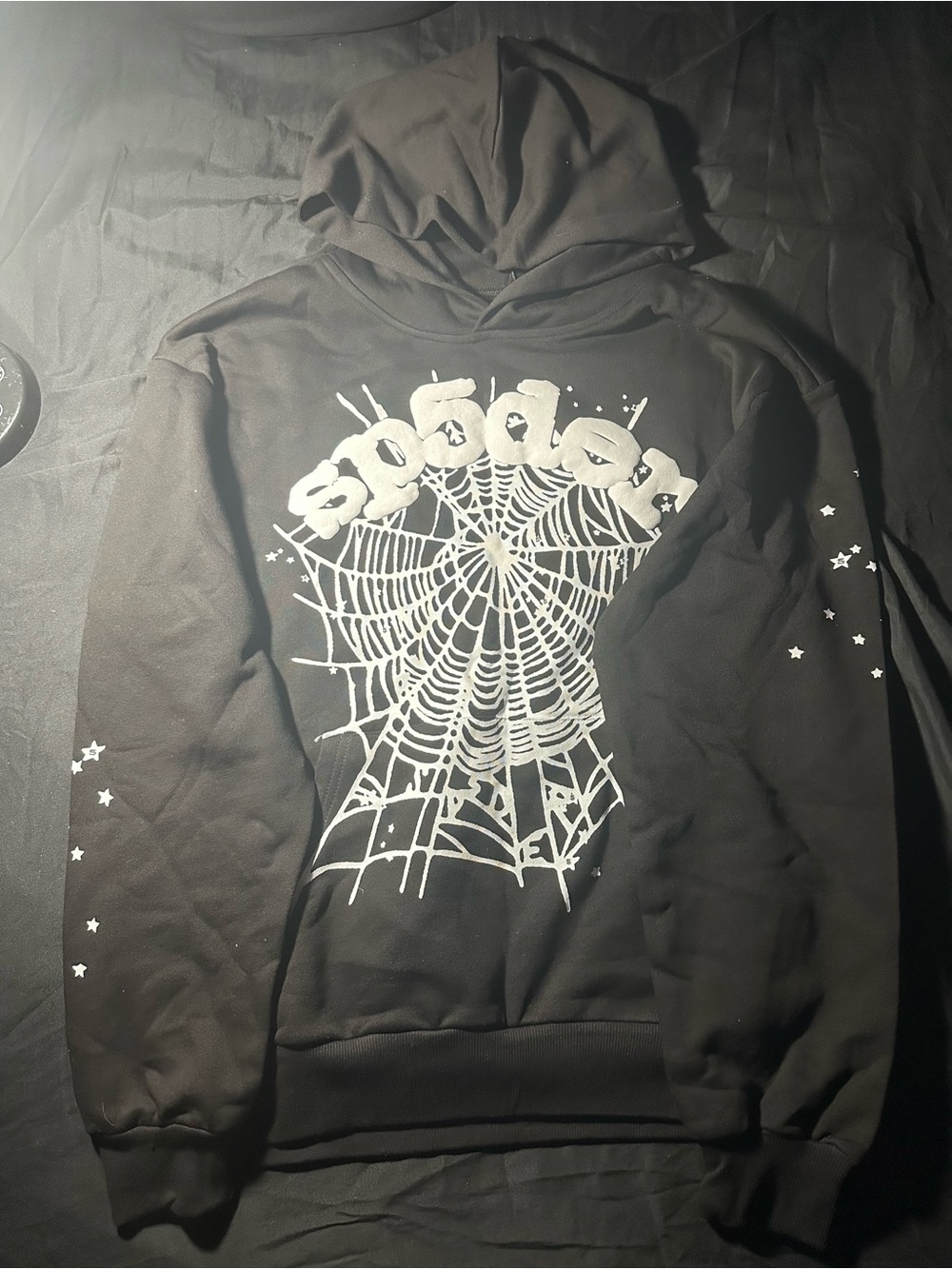 DSQUARED2 Black Crewneck Hoodie with White Spiderweb Graphic